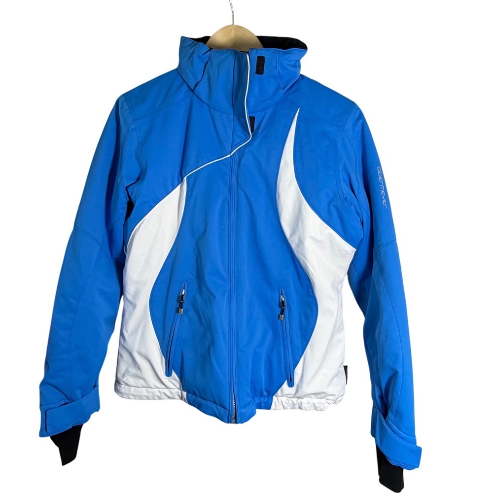 Obermeyer Womens Blue White Colorblock Insulated Ski Jacket Size 6 Full Zip